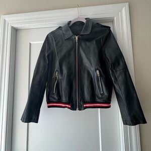 Blank NYC Black women’s Jacket with Red and White Stripes